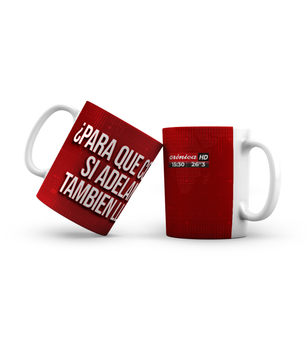 Taza cerámica Crónica Placas Rojas Oficial - Para qué corren si adelante también llueve