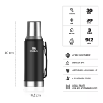 Termo Cebador 1,2lts Stanley Mate System Acero Sin Bpa Negro - Image 3