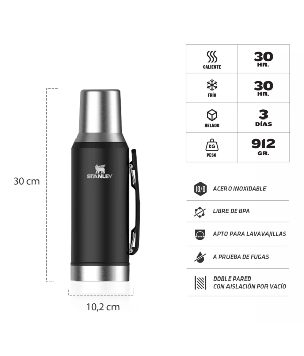 Termo Cebador 1,2lts Stanley Mate System Acero Sin Bpa Negro - Image 3
